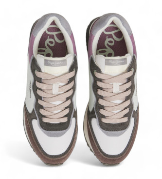 Pepe Jeans Rusper Mania Leren Sneakers wit, grijs