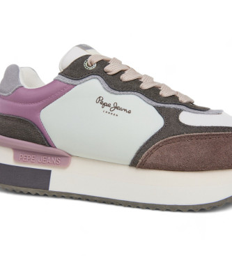 Pepe Jeans Scarpe da ginnastica in pelle Rusper Mania bianche, grigie