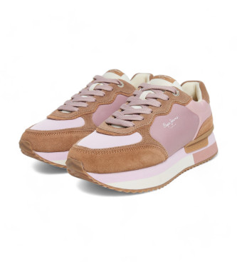 Pepe Jeans Chinelos de couro Rusper Mania rosa, castanho