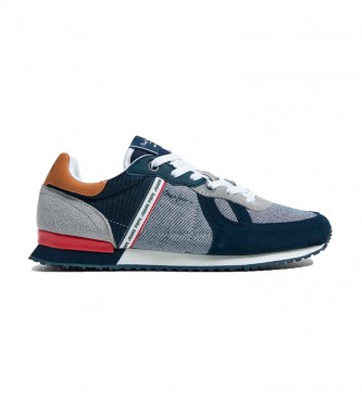 Pepe Jeans Tinker Zero 21 Baskets en cuir Chambray marine, multicolores