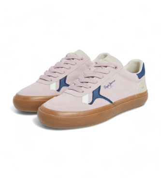 Pepe Jeans Scarpe da ginnastica retr in pelle Travis rosa