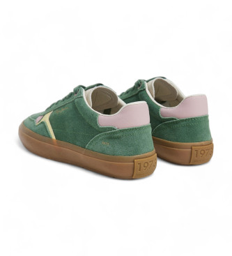 Pepe Jeans Travis Retro Leren Sneakers groen