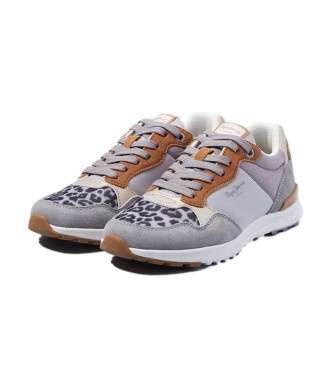 Pepe Jeans Verona Pro Touch grey, animal print leather sneakers 