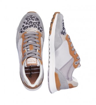 Pepe Jeans Verona Pro Touch grey, animal print leather sneakers 