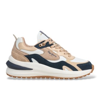 Pepe Jeans Winslow Earth beige leather sneakers