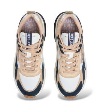 Pepe Jeans Winslow Earth beige leather sneakers