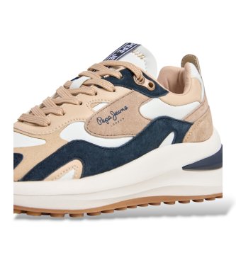 Pepe Jeans Winslow Earth beige leather sneakers