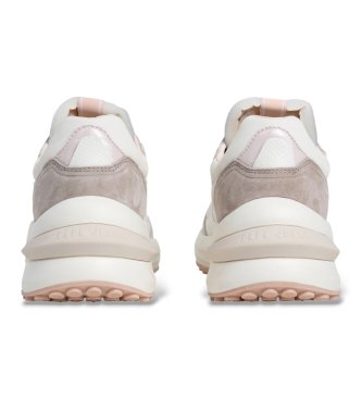 Pepe Jeans Winslow Snake sneakers van leer in gebroken wit