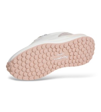Pepe Jeans Winslow Snake sneakers van leer in gebroken wit