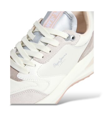 Pepe Jeans Winslow Snake sneakers van leer in gebroken wit