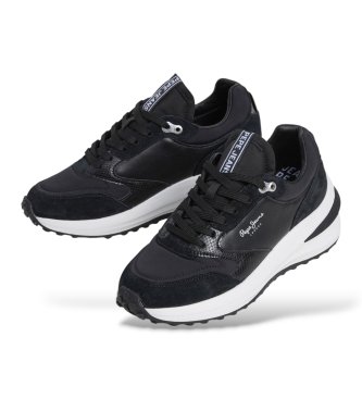 Pepe Jeans Winslow Snake sneakers van leer in zwart