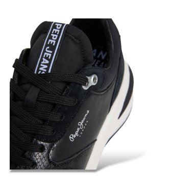 Pepe Jeans Winslow Snake sneakers van leer in zwart
