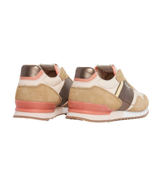 Pepe Jeans London Glam beige trainers