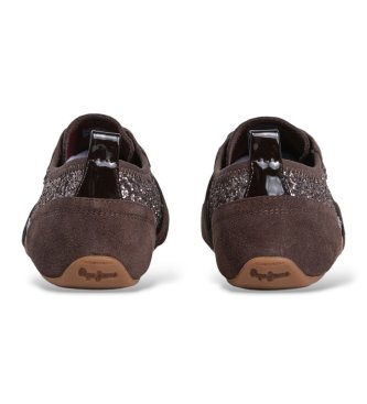Pepe Jeans Sneakersy Noa Glitter brązowe