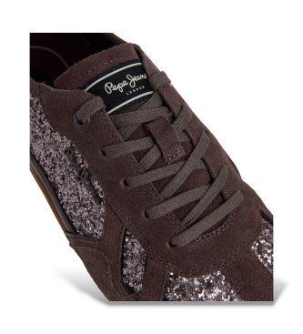 Pepe Jeans Sneakersy Noa Glitter brązowe
