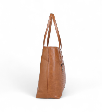 Pepe Jeans Brown Tote Biker Bag