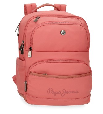 Pepe Jeans Dwukomorowy plecak na komputer Corin różowy