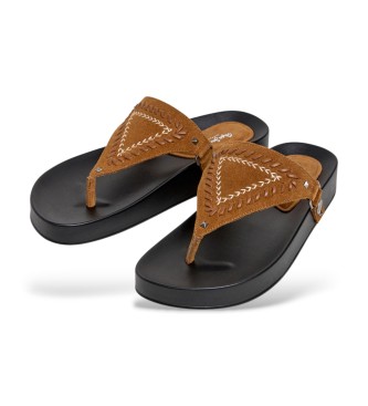 Pepe Jeans Sandali Agnes in pelle marrone