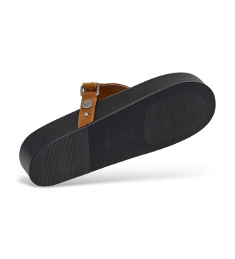 Pepe Jeans Sandali Agnes in pelle marrone