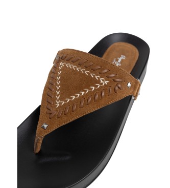 Pepe Jeans Sandali Agnes in pelle marrone