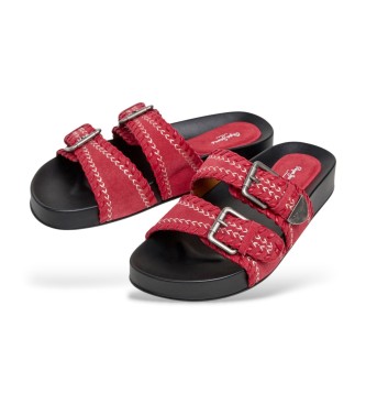 Pepe Jeans Sandalias de Piel Agnes Ethnic rojo