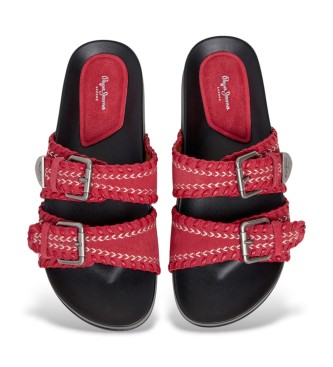Pepe Jeans Sandalias de Piel Agnes Ethnic rojo