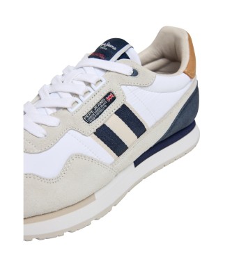Pepe Jeans Usnjeni copati Aiden Tape beli
