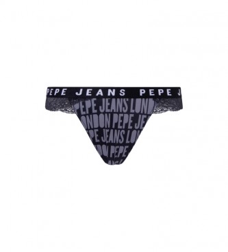 Pepe Jeans Tanga mit Logodruck schwarz
