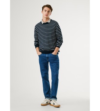 Pepe Jeans Granatowy sweter Andre Stripe