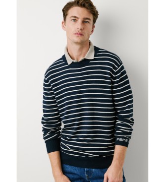 Pepe Jeans Granatowy sweter Andre Stripe
