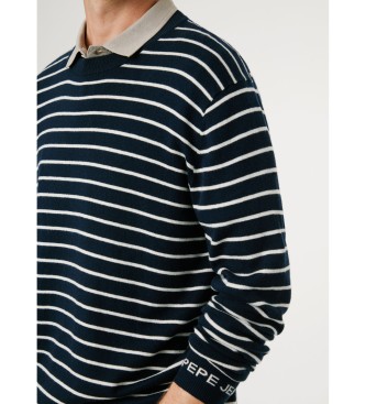 Pepe Jeans Granatowy sweter Andre Stripe