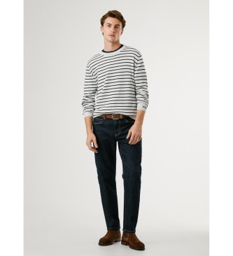 Pepe Jeans Pulover Andre s črto sive barve