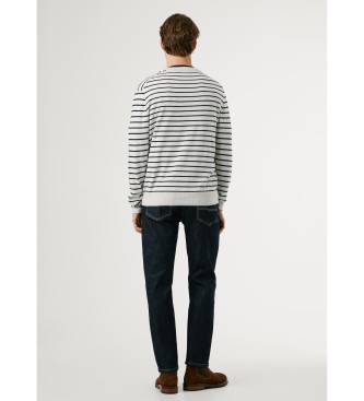 Pepe Jeans Pulover Andre s črto sive barve