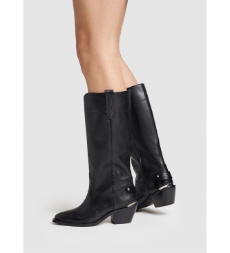 Pepe Jeans Bottes en cuir April Neutral black