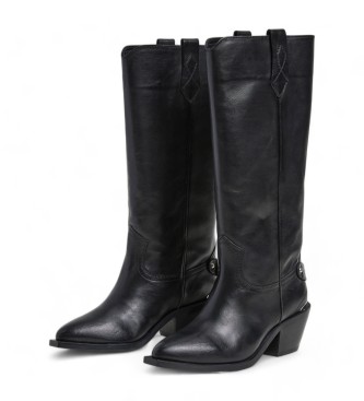 Pepe Jeans Bottes en cuir April Neutral black