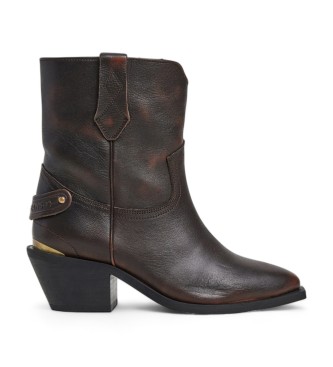 Pepe Jeans April Road mrkbruna ankelboots i lder