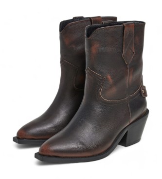 Pepe Jeans April Road mrkbruna ankelboots i lder