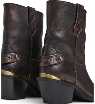 Pepe Jeans April Road mrkbruna ankelboots i lder