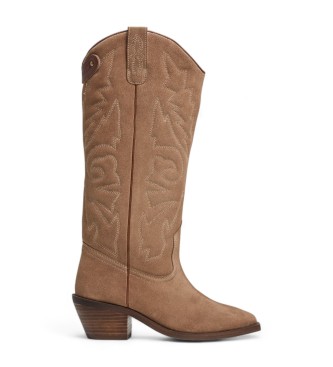 Pepe Jeans April West bottes en cuir marron