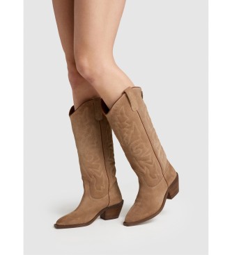 Pepe Jeans April West bottes en cuir marron