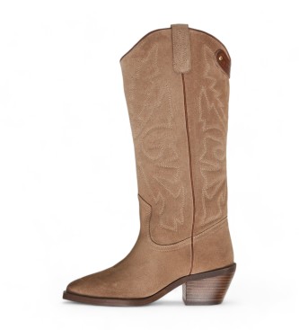 Pepe Jeans April West bottes en cuir marron