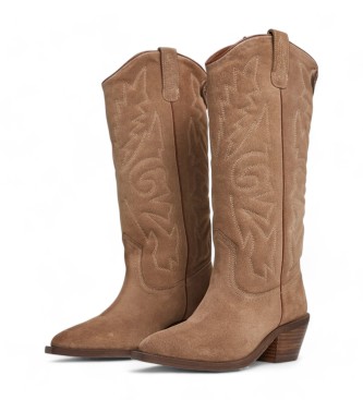 Pepe Jeans April West bottes en cuir marron