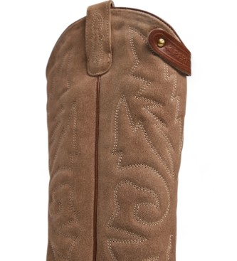 Pepe Jeans April West bottes en cuir marron