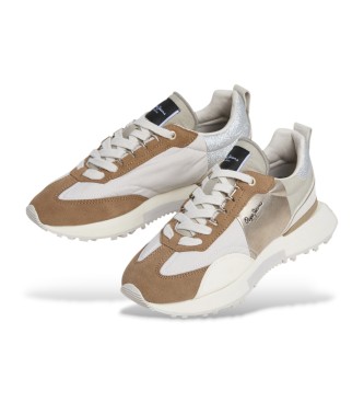 Pepe Jeans Archer Gala beige leather trainers