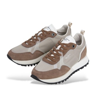 Pepe Jeans Ari - Baskets en cuir souple - beige