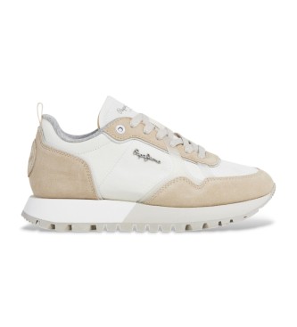 Pepe Jeans Ari Soft beige leather trainers