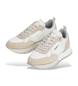 Pepe Jeans Ari Soft beige leather trainers