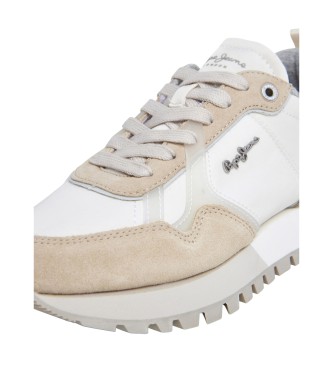 Pepe Jeans Ari Soft beige leather trainers