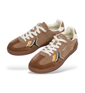 Pepe Jeans Ball Combi usnjene superge rjave barve