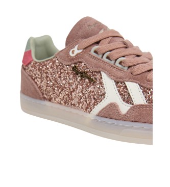 Pepe Jeans Sapatilhas de couro com brilhantes rosa